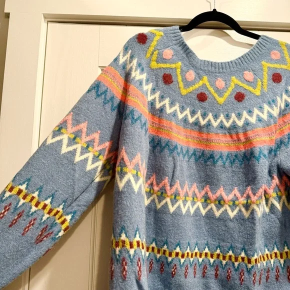 Sundance Glencoe Sweater Fair Isle Alpaca Wool Blend Blue Plus Size XXL cozy - Picture 12 of 12
